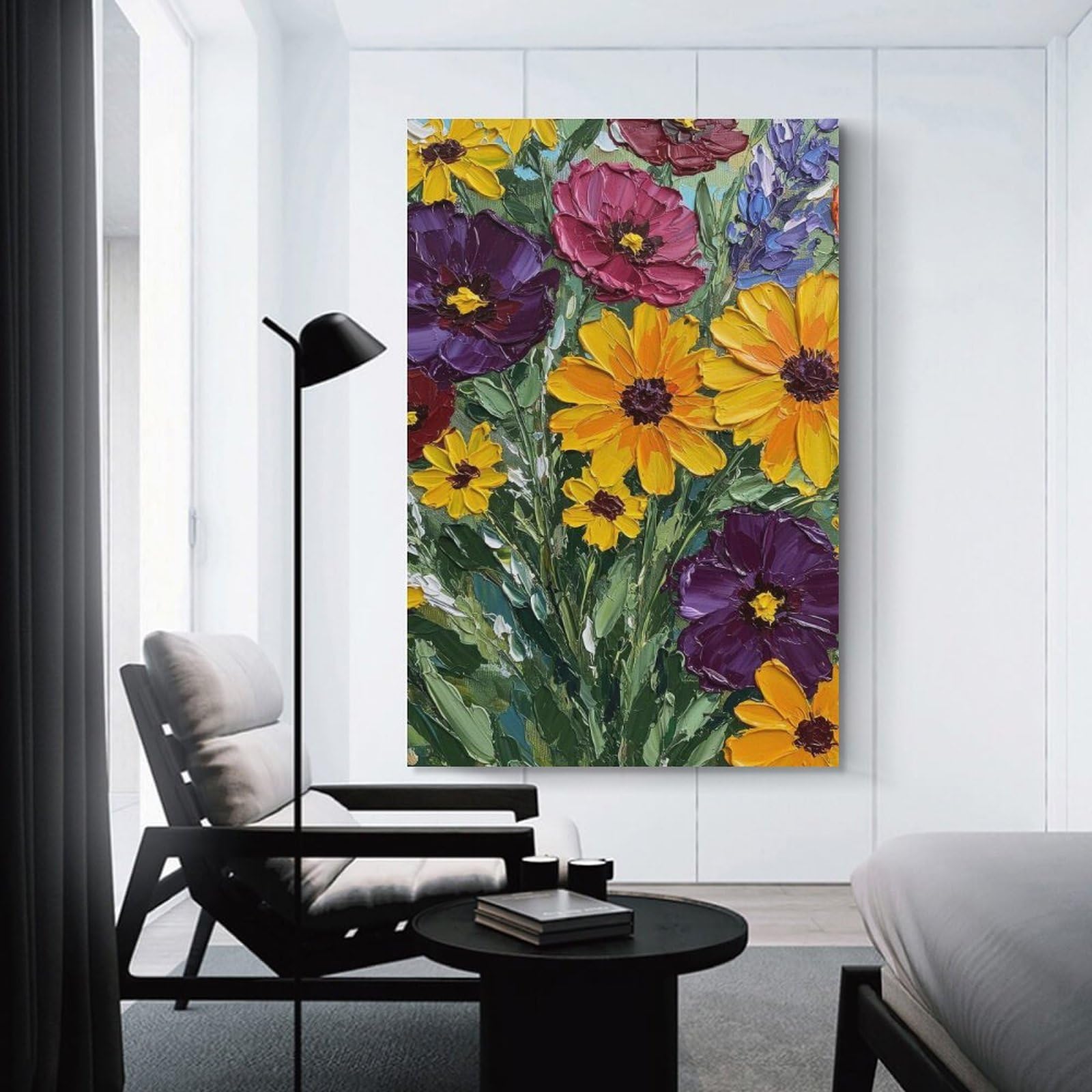 Junmoney Unframe-Style-10 Wall Picture Print Vibrant Floral Bouquet, 20X30inch(50X75cm), For Contemporary Homes, Apartments Or Offices, Decorative Canvas Decor For Home Updates