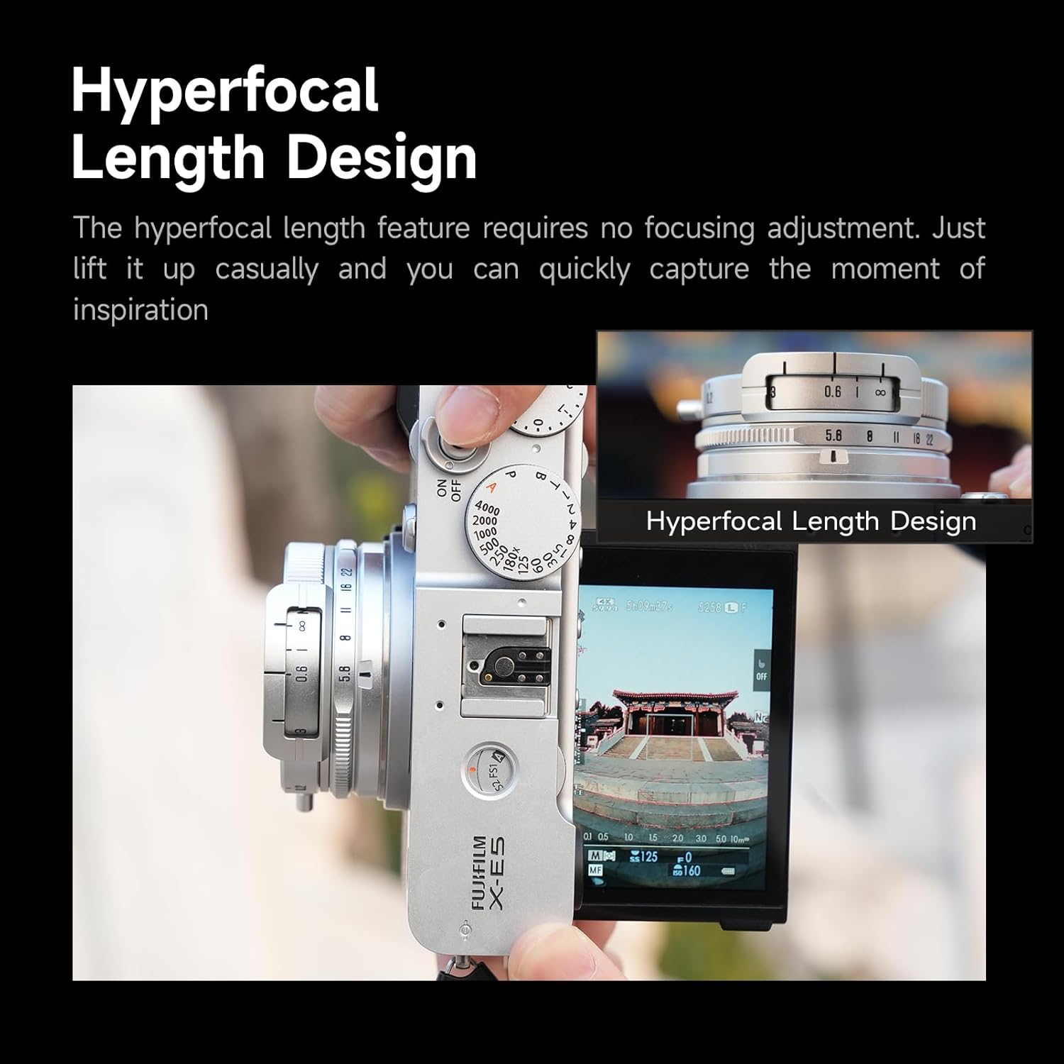 Brightin Star 10mm F5.6 Pro Fisheye APS-C Silver Lens for Fuji XF Mount, 175° Ultra-Wide Angle Manual Focus Prime Mirrorless Cameras Lens Fit for XT5, XT4, XT30, XPRO3/1, XT200, XS10, XA7, XE4