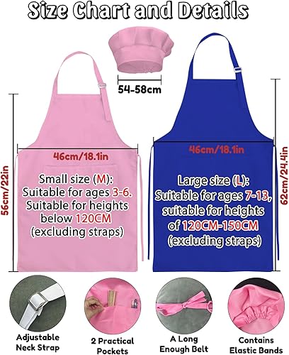 Miniatura 4 de Delantal personalizado para niños con bolsillo para nombre, sombrero de chef personalizado y delantal para cocina, cocina, hornear, pintura,