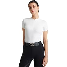 FitsT4 Sports Womens Equestrian Shirts Short Sleeve Horse Riding Top UPF50+ | Breathable Waist Mesh, Quarter Zip, 4-Way Stretch, Quick Dry, Lightweight, Slim Fit, Athletic, Tennis, Golfing, Running