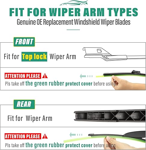 Vista 215 de 26" 20" 16" Windshield Wiper Blades Replacement for Dodge Grand Caravan 2008-2020 / Chrysler Town & Country 2008-2016 Premium All Weather Front Rear