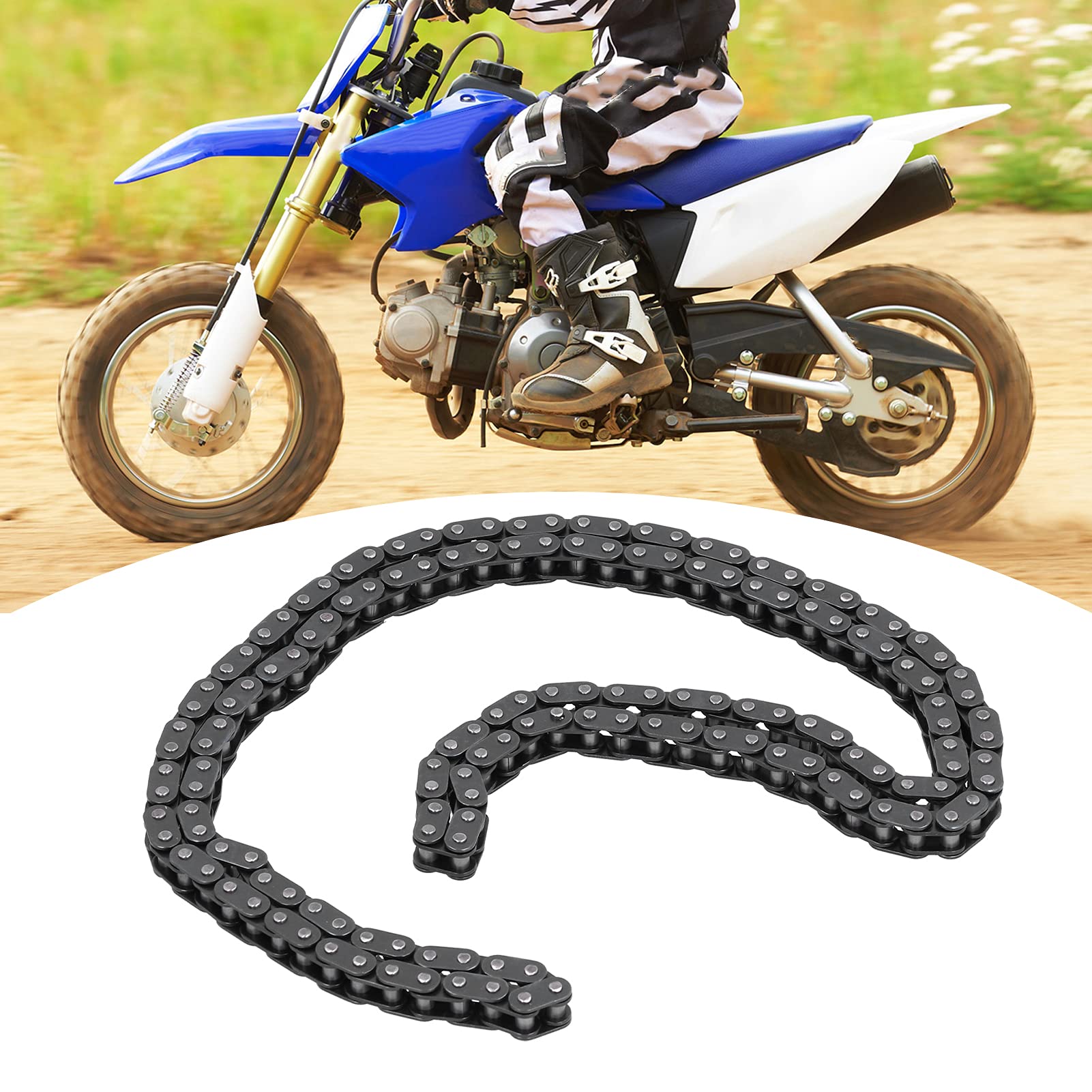 150 Links Kette Hochfestigkeit Stahl, Resistent, Quad -Dirt -Bike -ATV -Zubehör, Professionelle Ausrüstungstestabstand für Mini -Gruben -Pocket -Quad -Dirt -Bike ATV