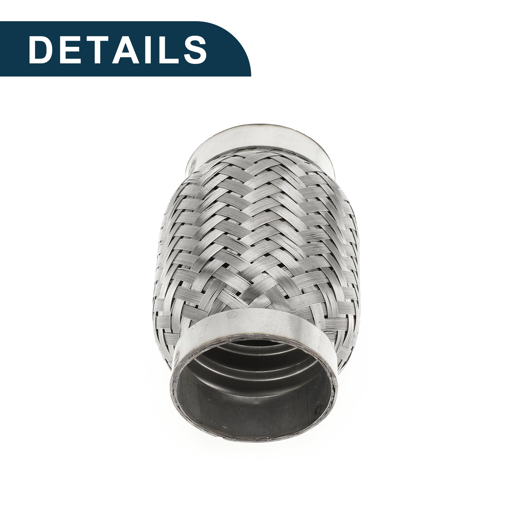 Tubo Flessibile per Scarico Auto 2.16 Pollici OD Tubo di Scarico Intrecciato Flessibile | Tubo Flessibile Universale Argento 1 Pezzo