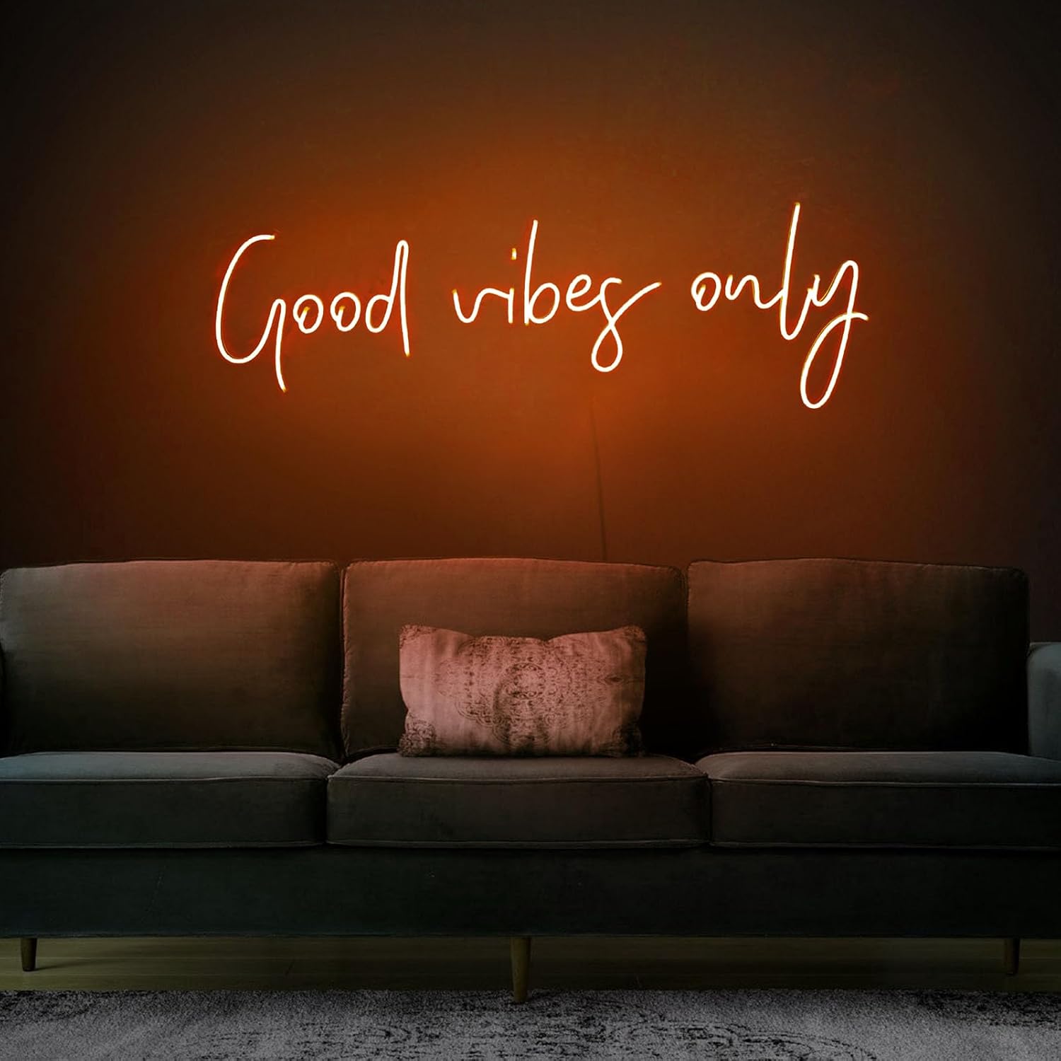 Good Vibes Only Neon Sign LED Good Vibes Letter Neon Signs Light Up Wall Decor for Bedroom, Wedding, Home, Bar Shop, Game Room, Party, Living Room Size: 26inches