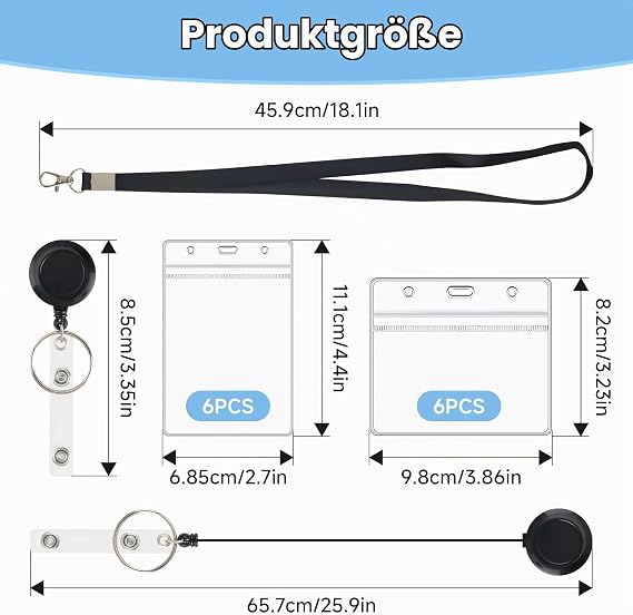 ID Card Holder with Strap Set of 18 Transparent Card Cases with Strap