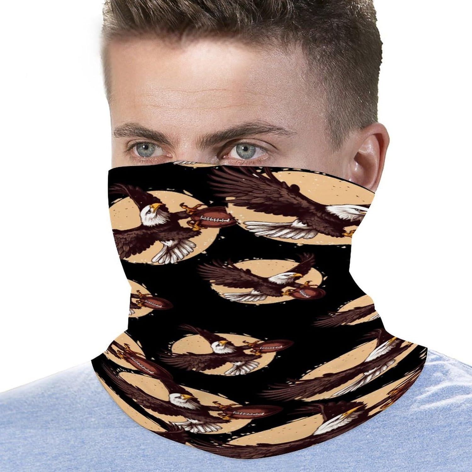 Ea-gles on Football Ball Face Cover Neck Gaiters for Men Women Sun Protection Mask Scarf Hiking Bandana