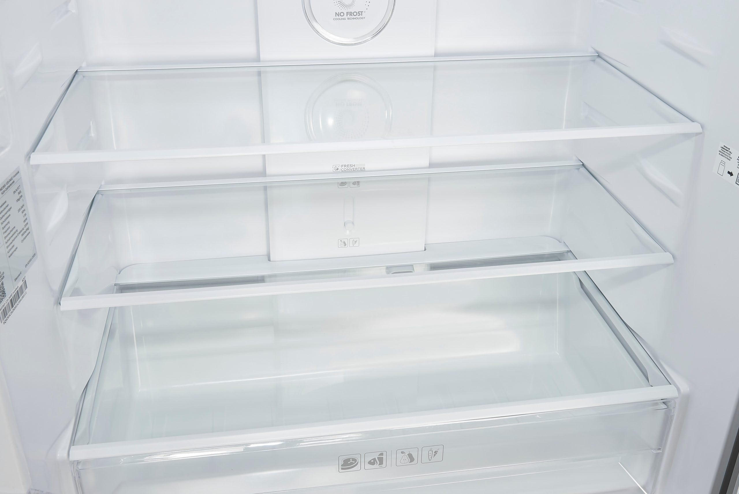 Exquisit® Frigorífico Americano, 4 Puertas, 362L, Clase D, Material Acero Inox, Tecnologia No-Frost, Display Digital en Puerta, Cajon Verdulero Siempre Fresco, Consumo 210 kWh/año, Medidas 180x79x62Cm