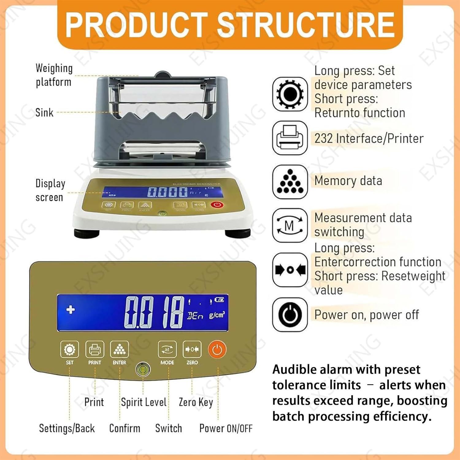 Precious Metal Authenticity Tester, Gold Purity Tester Machine 0.0001g/Cm³, Non-Destructive, Gold K Gold Silver Platinum Palladium, Portable, Jewelry/Lab/Flea Markets(No Printer,MDJ-300K)