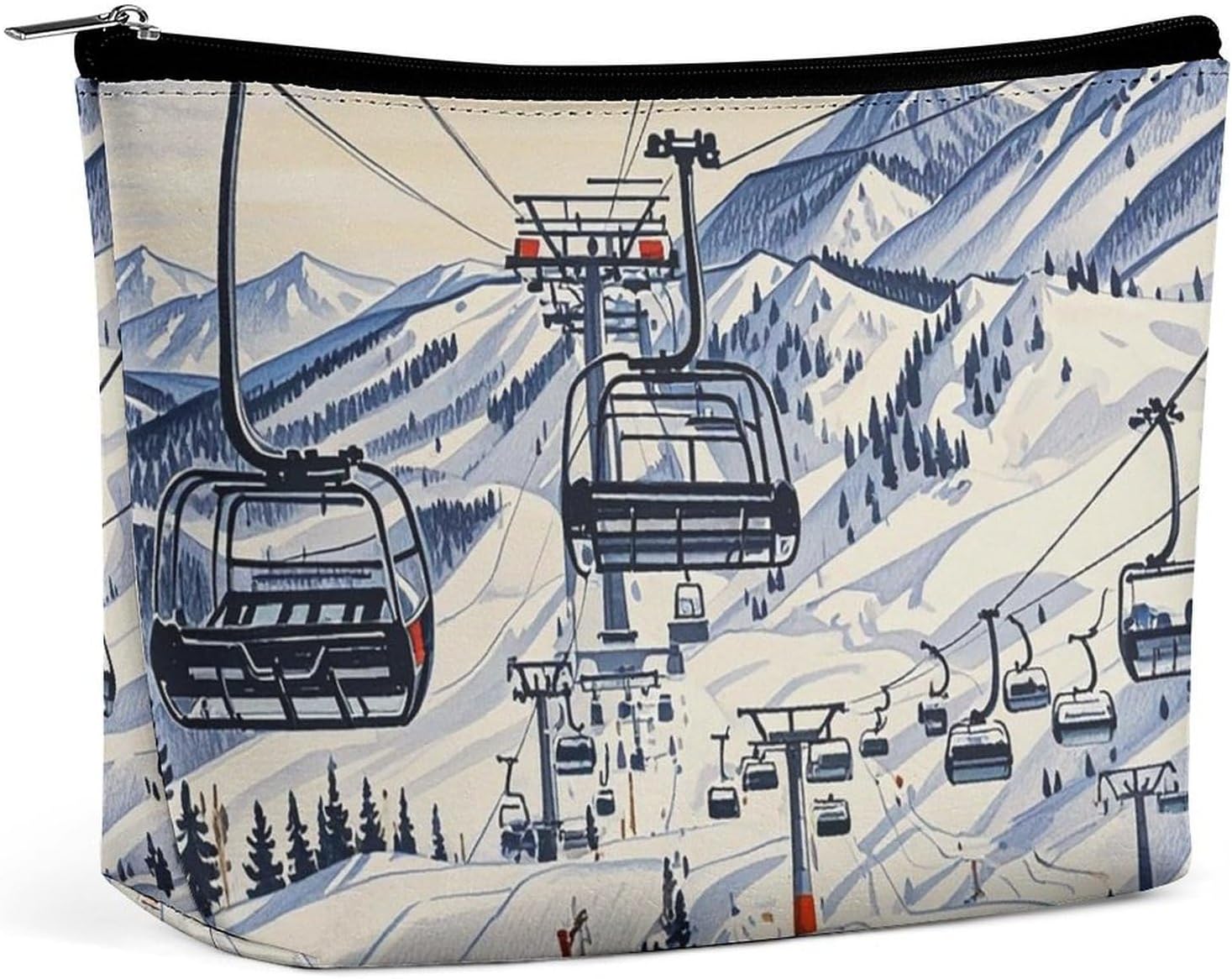 Mount Horsney Ski Lift Makeup Bag Women Travel Toiletry Bag Wide Open Portable Pouch Large Capacity Make Up Bags Travel Essentials Funny Organizer