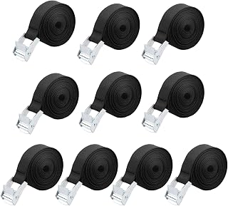 10 Pack Lashing Straps, 16ft x 1" Tie Down Straps with Adjustable Cam Buckle Straps Heavy Duty Secure for Kayak, Cargo, Luggage, Cinch, Canoe, Bicycles, Motorcycles, Truck