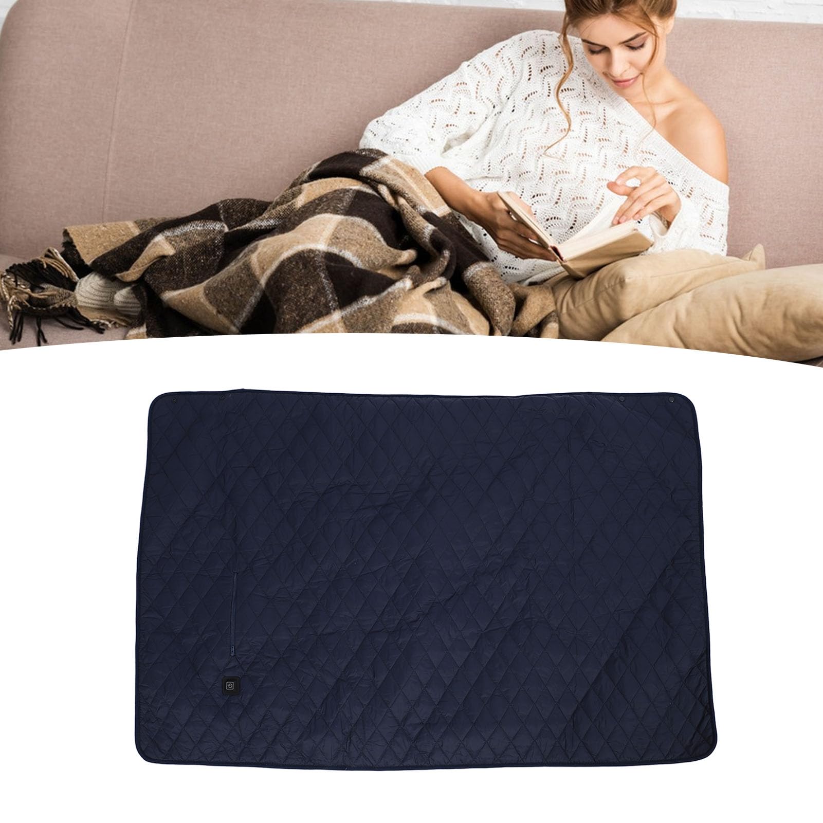 Coperta Riscaldante Elettrica Lavabile USB, Morbida e, Portatile, per Dormitorio Dell'ufficio, Fibra di Poliestere, 514 G (Stile 2)