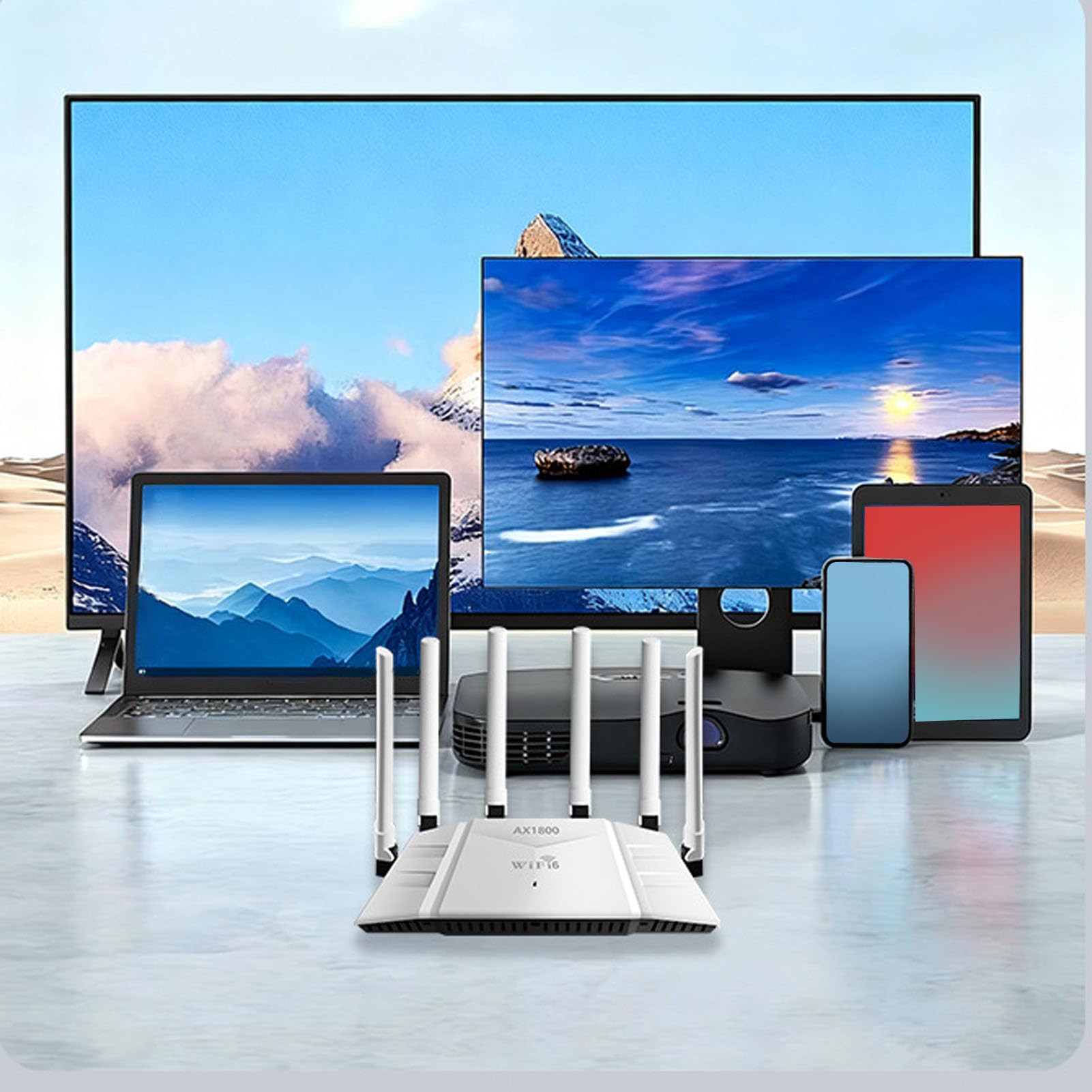 Routeur WiFi 6, Routeur sans Fil Gigabit Quad Core 1,5 GHz avec 6 Antennes à Gain élevé et Support maillé, pour Un Usage Domestique et Professionnel (Prise UE)