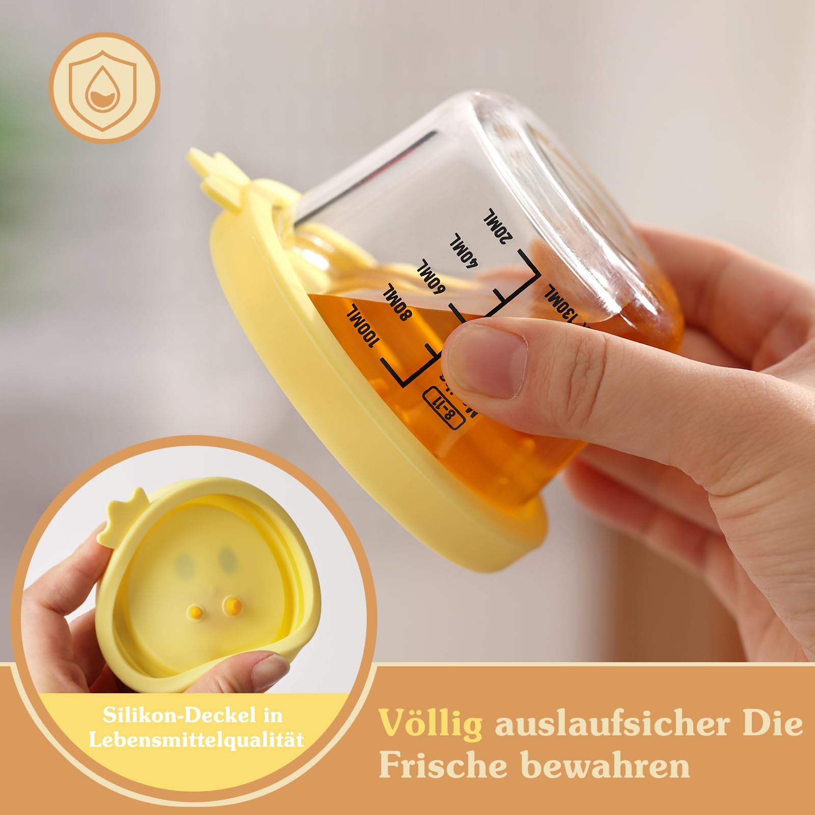 4 Stück Verstärktes Glas Babybrei Einfrieren Behälter, Beikost Baby Zubehör, Babynahrung Aufbewahrung, BPA-frei, Auslaufsicher, Mikrowelle, Geschirrspüler & Gefrierschrank sicher