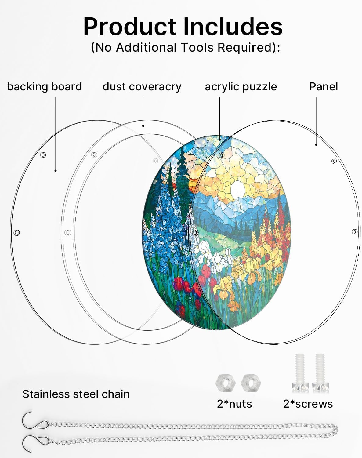 Acrylic Jigsaw Puzzle Suncatcher, 83 Pieces Sun Catcher Stained Glass Acrylic Puzzle, DIY Suncatcher Puzzle Kit for Birthday Gift, Home Decor, Adults, Women, Men, Mom (H) - 4