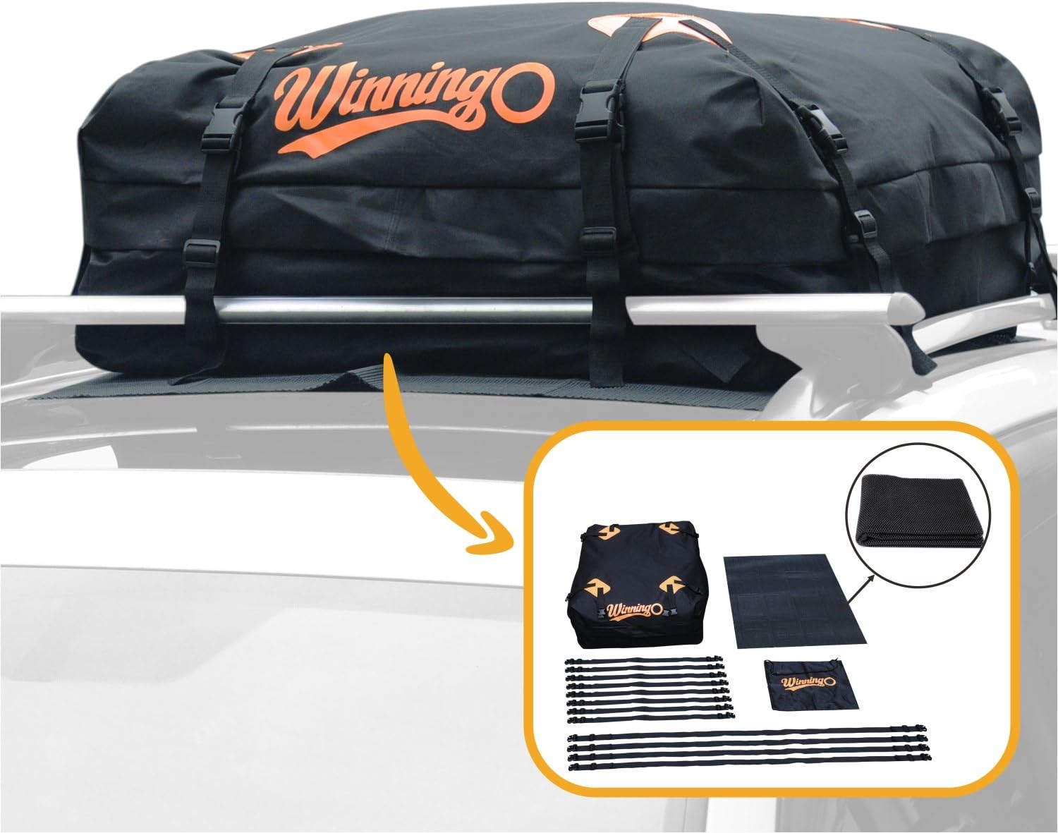 Cargo Bag, Water Resistant Cargo Bag Easy to Install Soft Rooftop Luggage Carriers Works with or Without Roof Rack (Free Waterproof Cover) (Old)