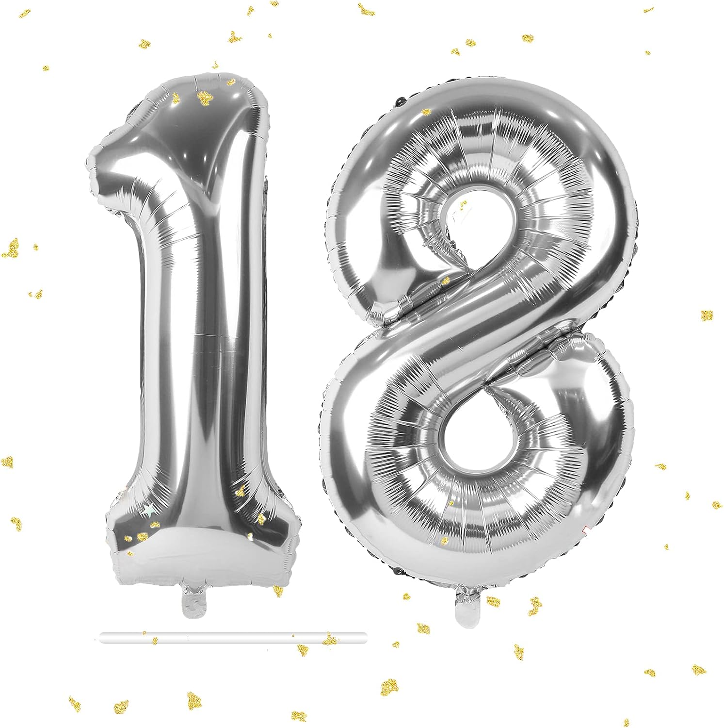 40In Giant Digital Number 18 Balloon Silver