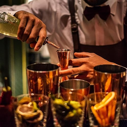 Miniatura 2 de Juego de herramientas de barra de cobre de 17 piezas, juego de coctelera con todos los prácticos accesorios de bar, juego de cóctel portátil de