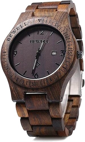 Bewell W086B - Reloj de pulsera analógico ligero de cuarzo hecho a mano
