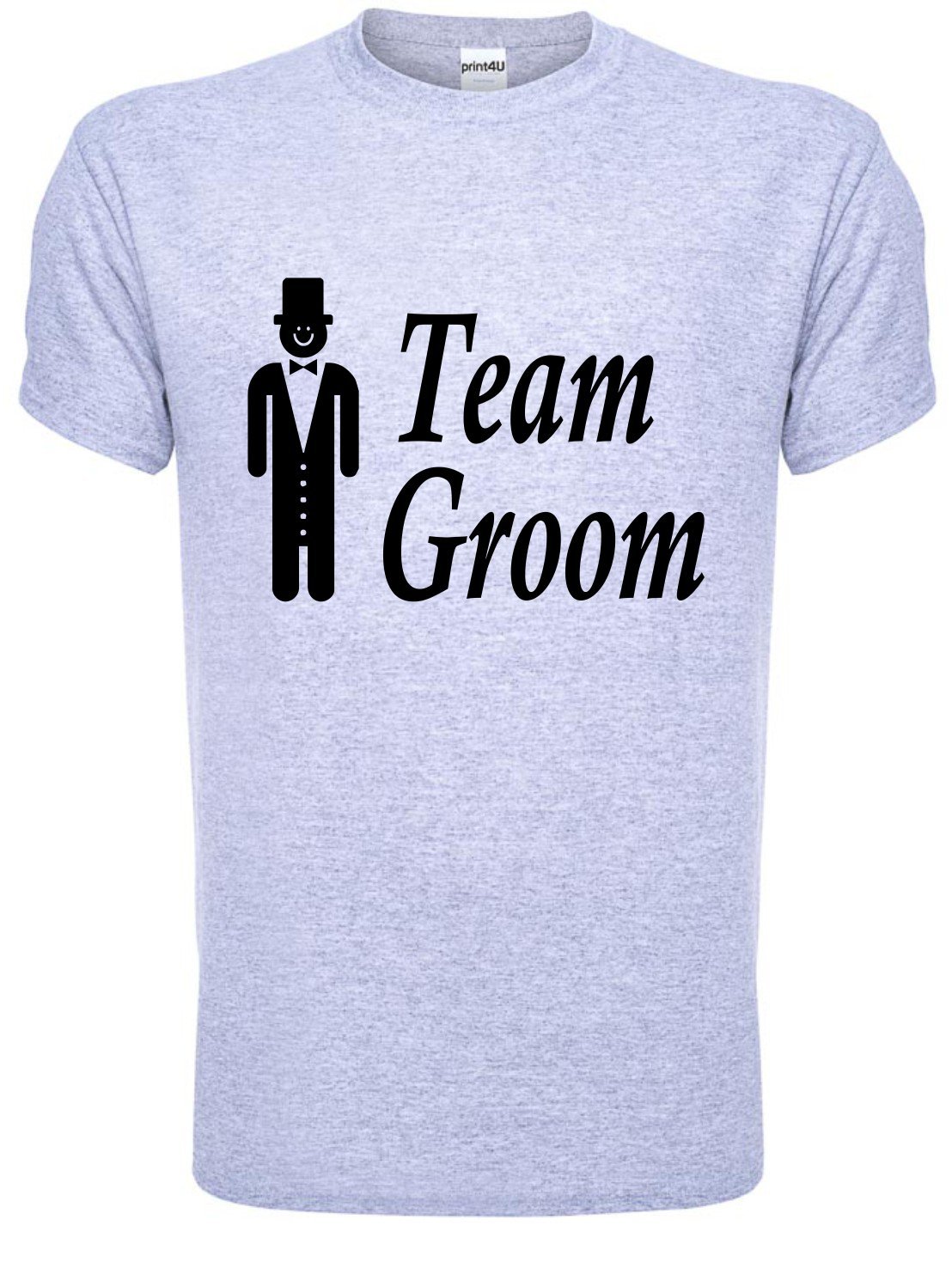 Print4u Men's Grey Team Groom Stag Night Funny T Shirt Large Black Text