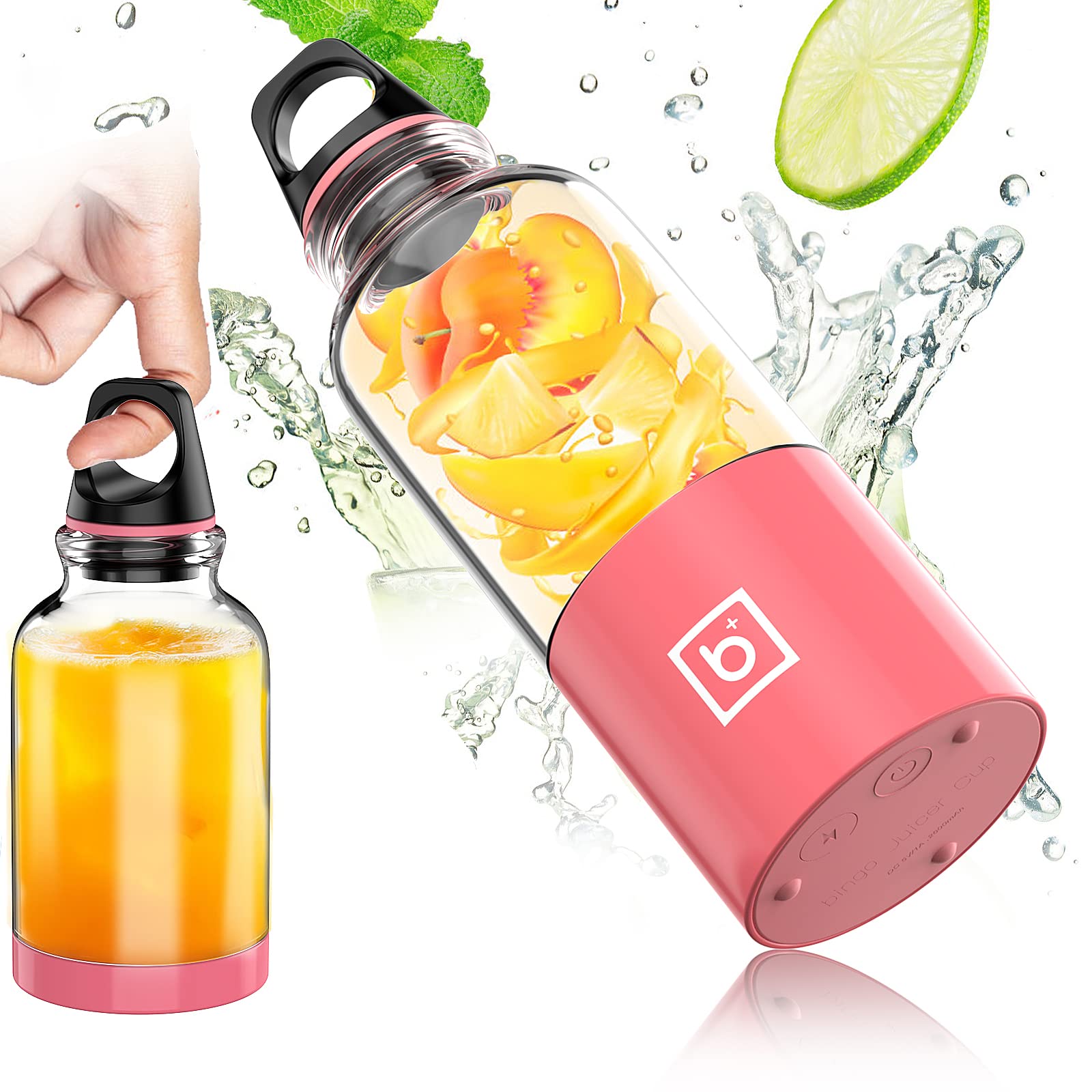 Portable Blender With Handle and Base 500ml Personal Size Blender USB Rechargeable High Power Blades Fresh Fruit Mixer Min...
