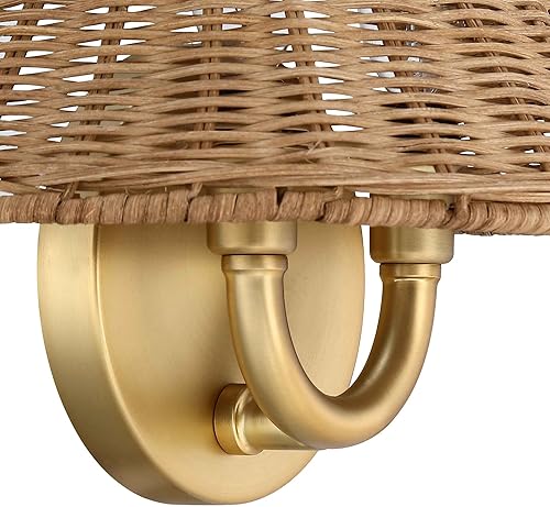 Vista 11 de Nathan James Millie - Aplique de pared enchufable, lámpara de lectura de cabecera con pantalla de algodón y placa trasera de latón