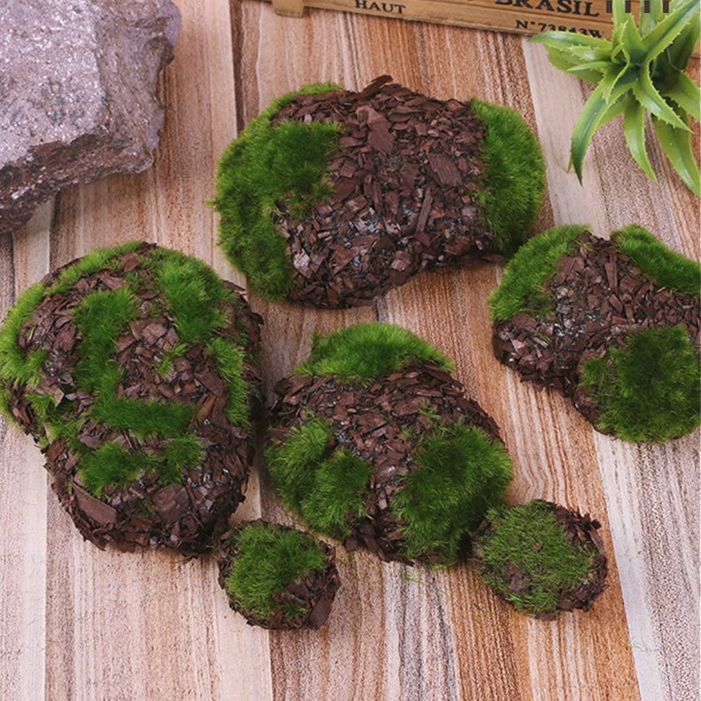Hotaden Groene Kunstmatige Mos Steen Nep Micro Landschap Decor Accessoires Diy Mini Fairy Groen Mos Fuzzy Stenen Gras
