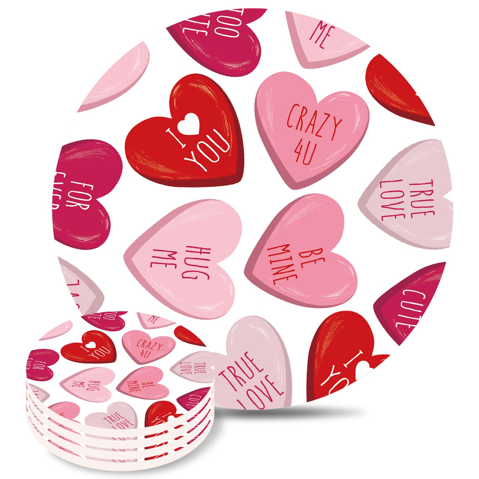 Dessous de verre Saint-Valentin en céramique pour vos dîners romantiques aux motifs cœurs