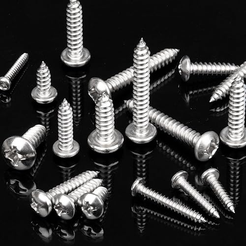 Miniatura 6 de FOLIV Tornillos de madera de Philips de cabeza plana de acero inoxidable 620pcs, 4#6#8#10#12 Kit surtido de tornillos autorroscantes