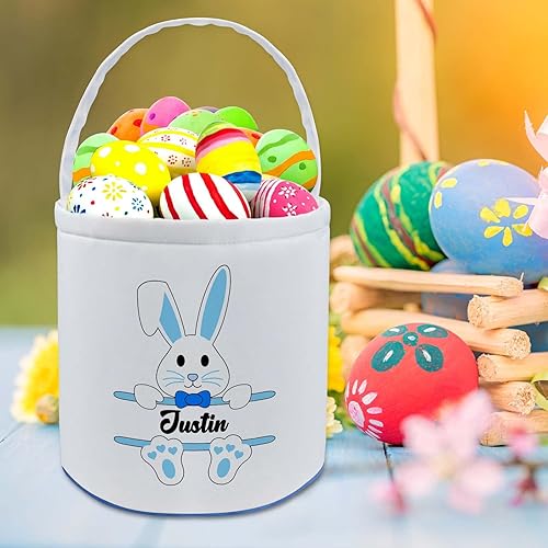 Miniatura 7 de Cesta de Pascua personalizada con nombre, cestas de Pascua grandes personalizadas con asa, bolsas de Pascua personalizadas, regalo para niños,