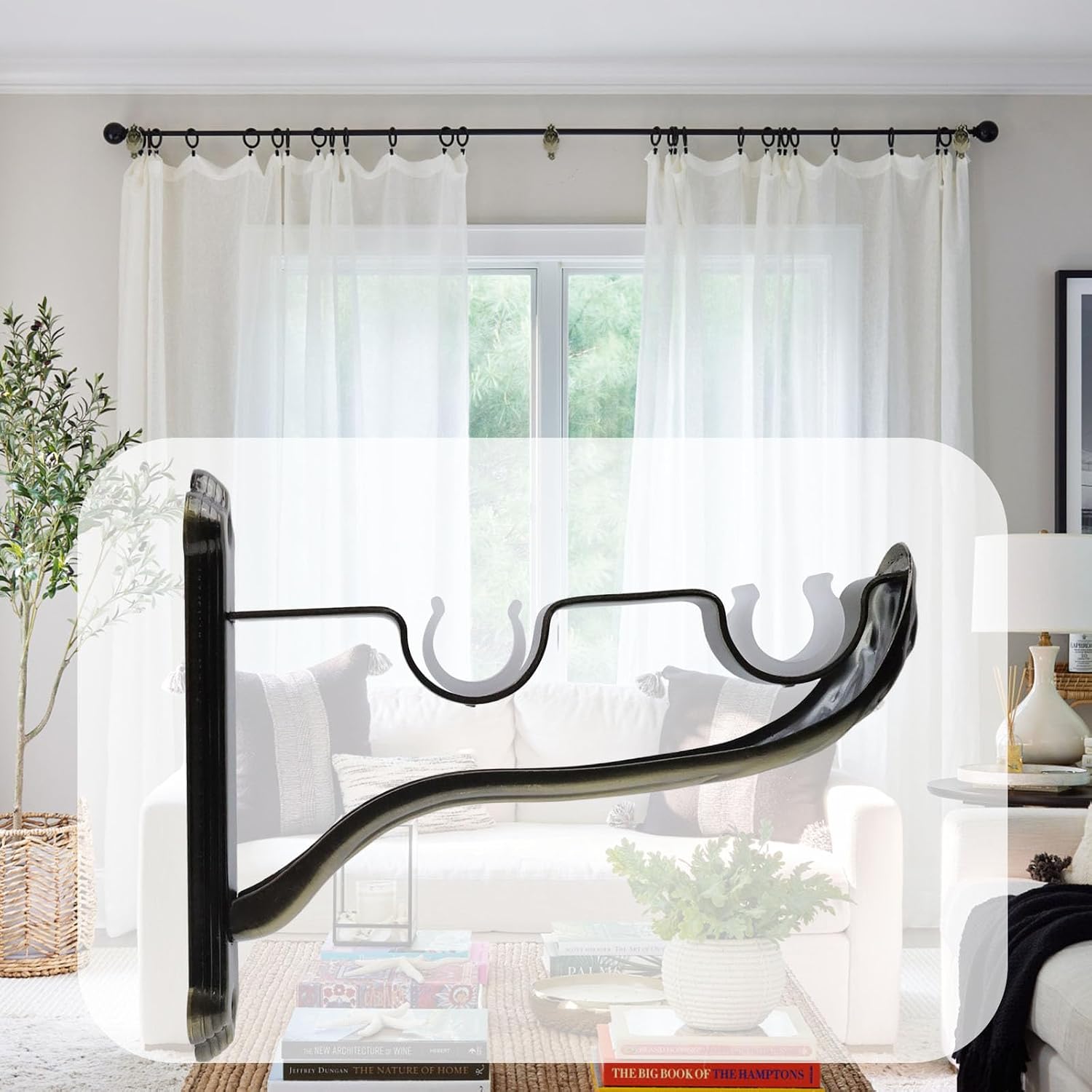 3Pcs Double Curtain Rod Brackets Holders,Bronze | 1 Inch Retro Wall Mount Brackets for Window Curtains，Drapery Rod, Door Curtain Rod, Shower Curtain Rod