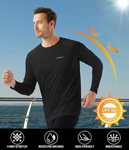 Miniatura 3 de Camisas de protección solar para hombre, con protección solar UV SPF UPF 50+, manga larga, protección contra erupciones, pesca, correr, nadar,