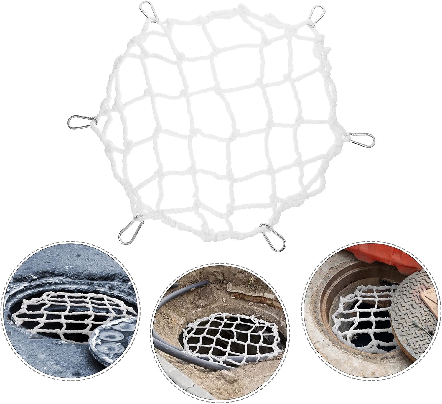 Heavy Duty Round Manhole Cover Net Fall-Proof Safety Net for Drainage Systems Well Cover Netting Protective Well Safety Mesh for Sewer and Garden Use