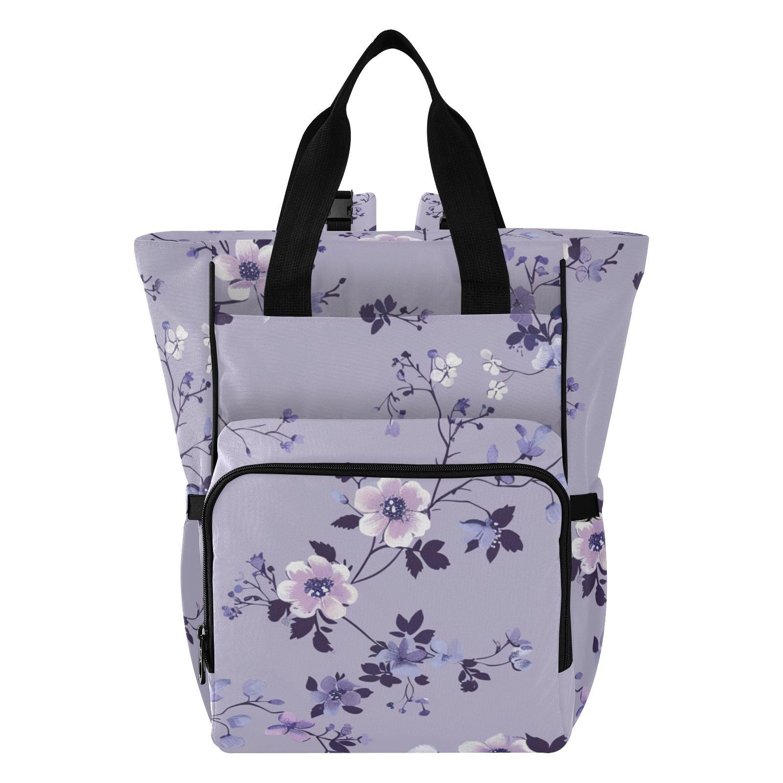 Mochila para pañales para mamás, papás, estilo lento, violeta, vainilla