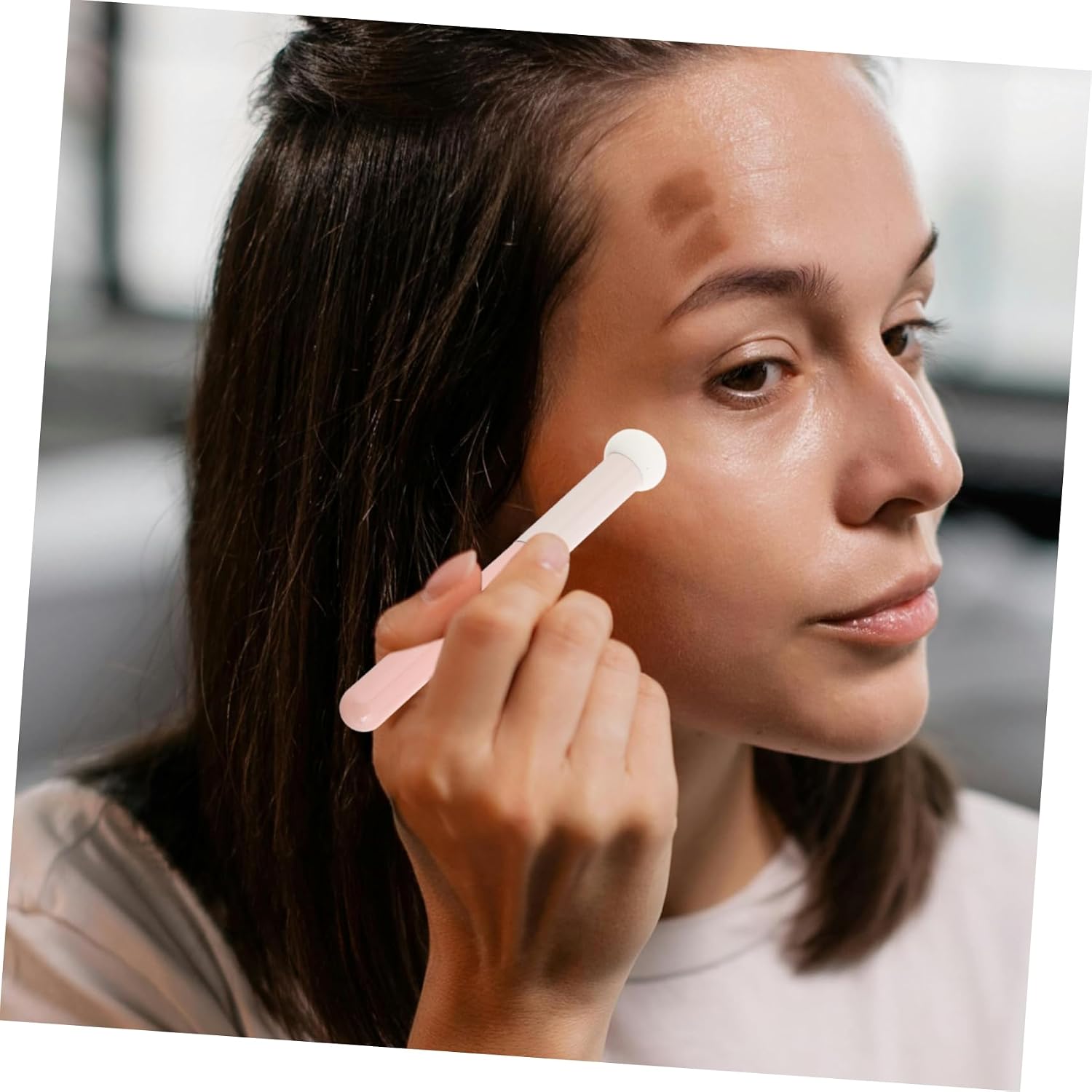 Outanaya Concealer Brush Mushroom Head Sponge Dry Wet Use Natural Finish Portable Makeup Brush for Women Girls