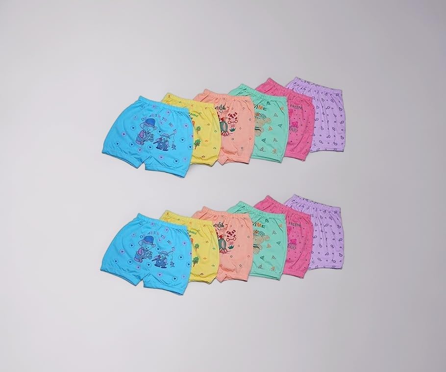 Baby Boys & Baby Girls Unisex 100% Cotton Printed Panty Organic Summer Toddler Bloomer |Shorts Covers Pants Sets |Cute Briefs| Newborn Underwear Combo Pack of 12
