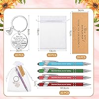 Vista 3 de Lincia Juego de 20 bolígrafos de regalo de agradecimiento, 20 bolígrafos inspiradores, 20 llaveros de acero inoxidable y 20 bolsas de organza, 20