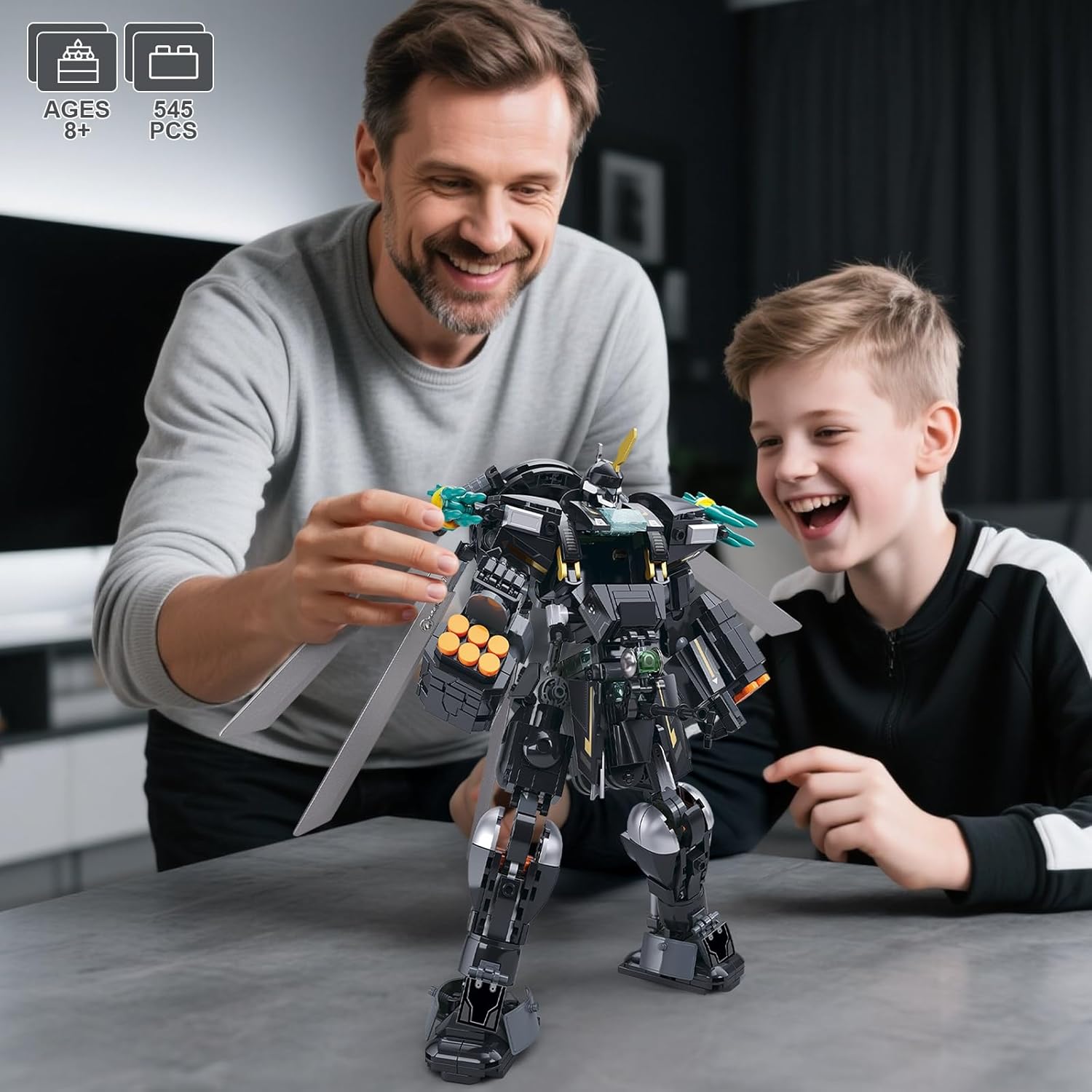 HIGH GODO Armed Mech Robot Transforming Building Blocks Set for Adults,City Warrior Justice Hero Soldier Mech Model Building Kit, Cool Creative Robots Toys Gift for Teens, 545 Pieces