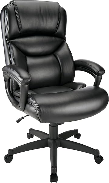 Realspace® Fennington Bonded Leather High-Back Chair, Black