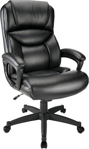 Realspace® Fennington Bonded Leather High-Back Chair, Black