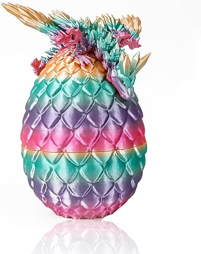 CAFELE Dragón impreso en 3D,Huevos de dragón 3D con dragón dentro,Juguete de dragón de cristal para adultos,Decoración completa del dragón