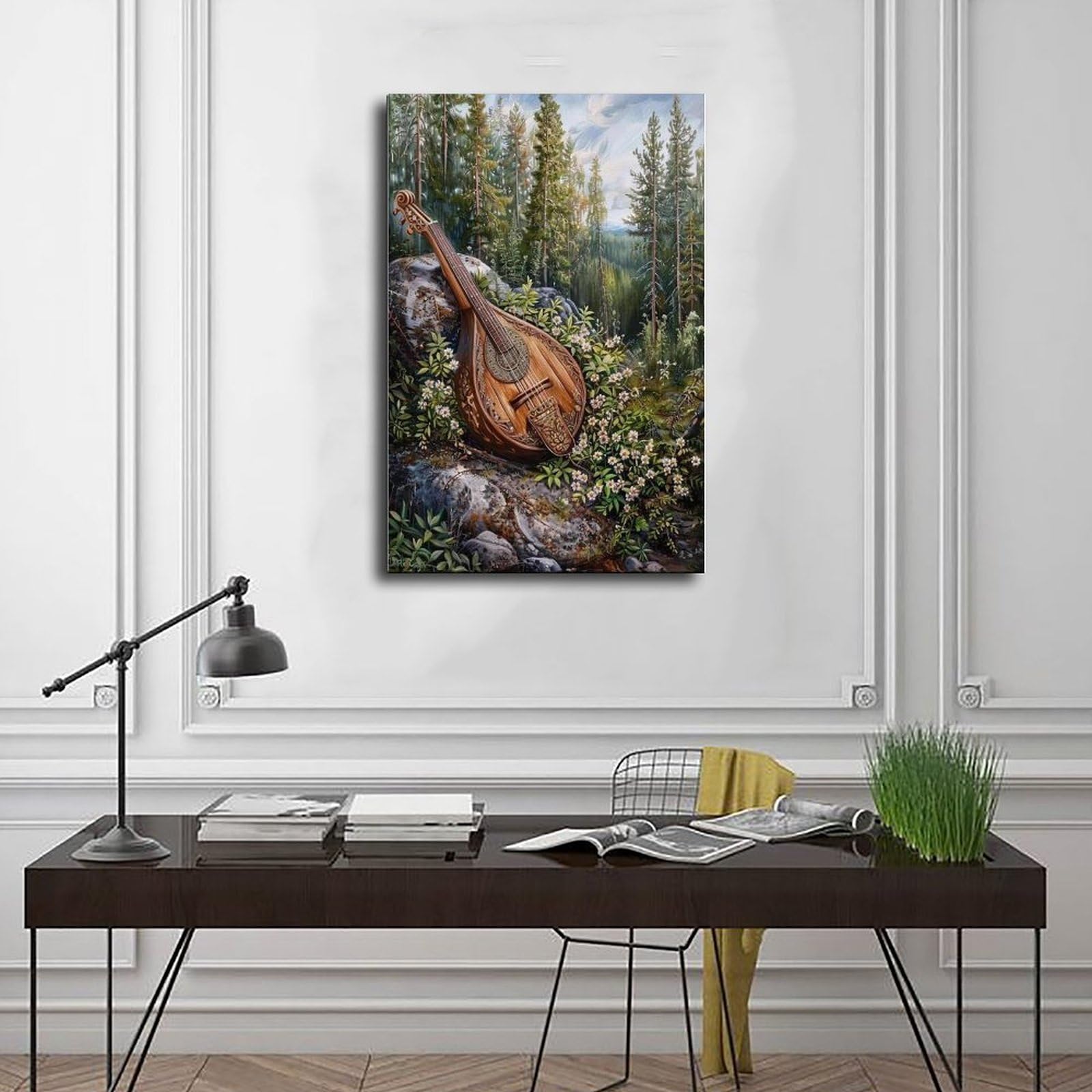 Stampa artistica su tela di Kantele finlandese, con musica folk, decorazione per camera da letto, ufficio, camera da letto, regalo, 40 x 60 cm