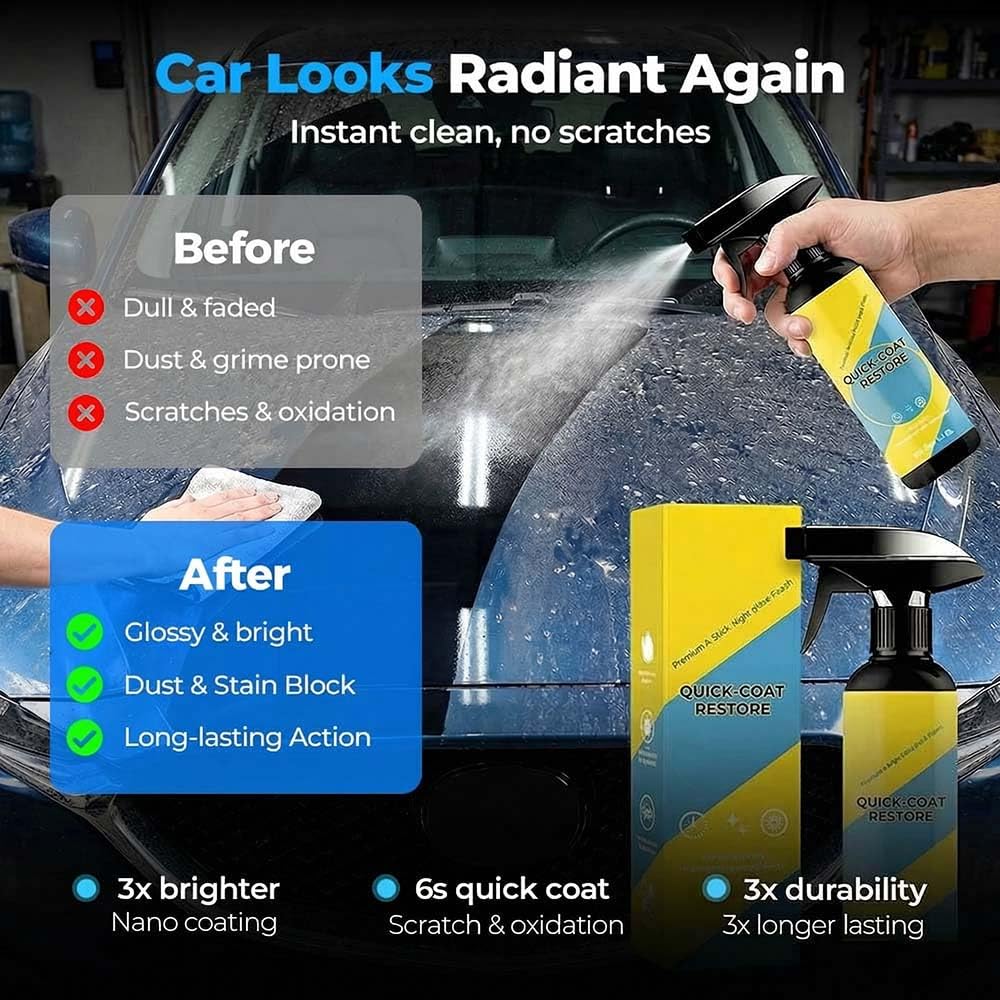 Nano Quick Coat Restore, 2026 Advanced Automobile Quick-Acting Coating Agent, Quick Effect CoatingAgent Spray with Dust Proof and Glazing Effects Long-Lasting Car Showroom Gloss (3 pcs) — view 5