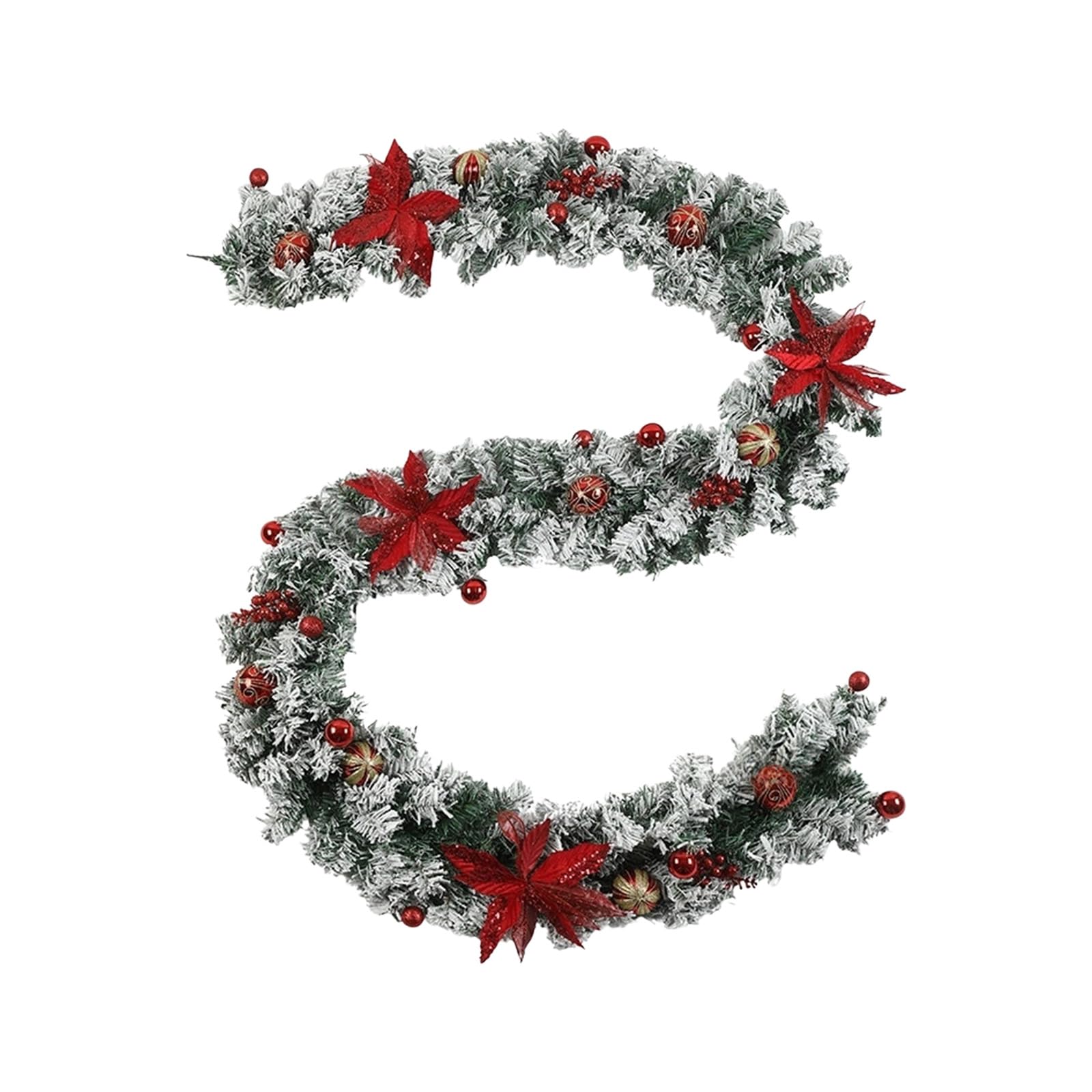 Couronne de Noël blanche enneigée en pin avec baies rouges
