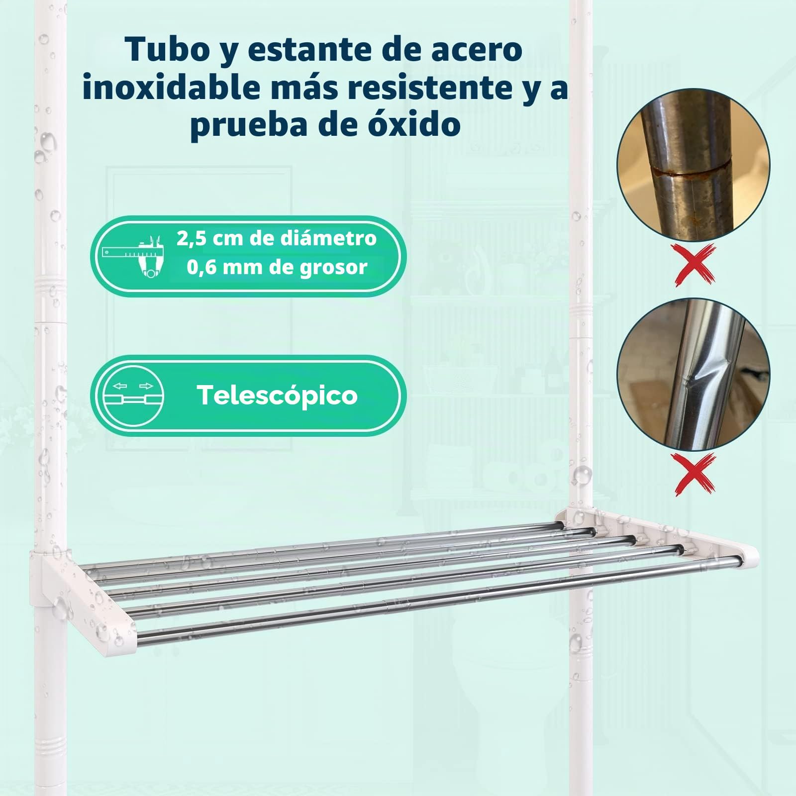 Estantería para inodoro con estantes ajustables de 4 niveles, ahorra espacio y barra doble tensora de pie, organizador de baño sin necesidad de