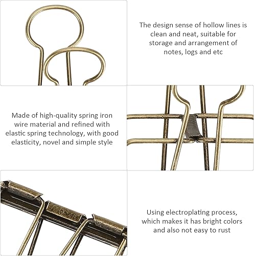 Miniatura 14 de 16 clips plegables de alambre de hierro, abrazaderas de papel estacionario, clips de metal huecos, clip de esqueleto de agarre fuerte