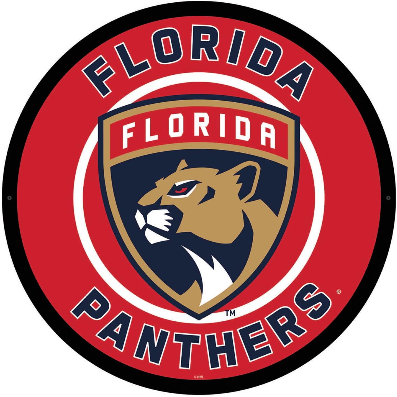 Team Sports America Evergreen NHL Florida Panthers | Ultra-Thin LED Light Wall Sign Décor | 23 Inch Round | Made in USA