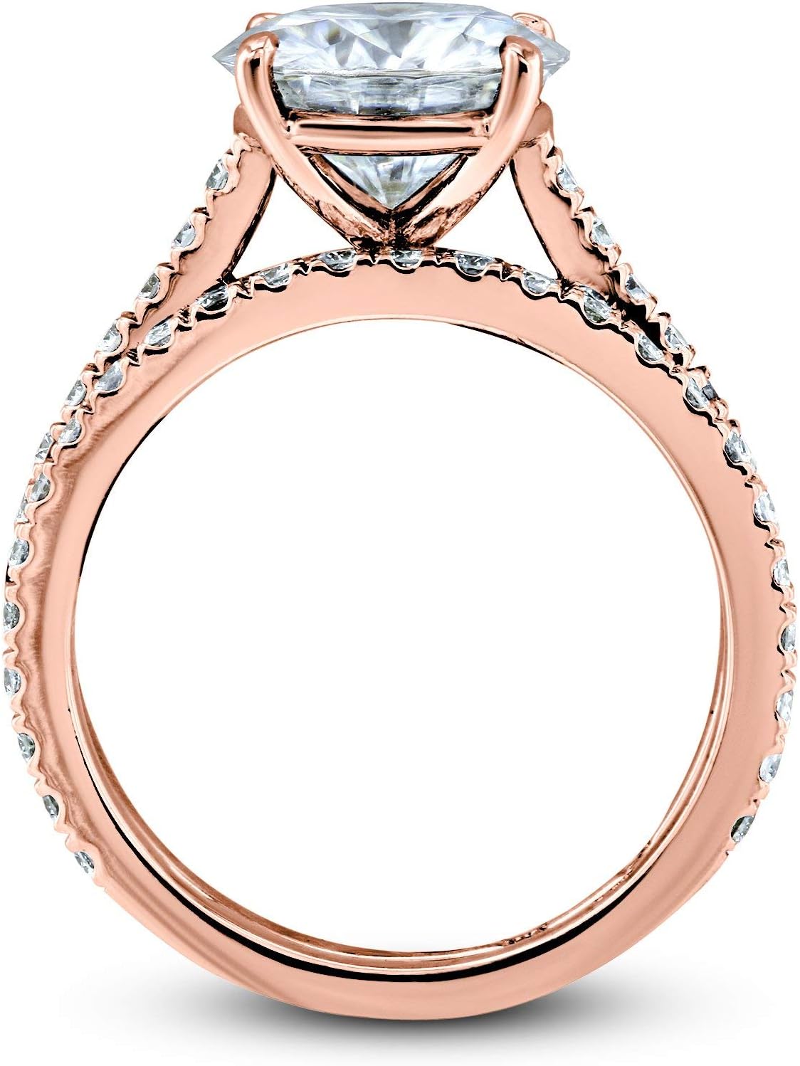 Kobelli Basket Cathedral 9mm Moissanite Rings 14k Rose Gold