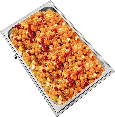 Vista 6 de Calentador de alimentos comercial, 1-Pan de acero inoxidable Mesa de vapor Calentador de alimentos 1.2KW Bain Marie Buffet Calentadores de alimentos