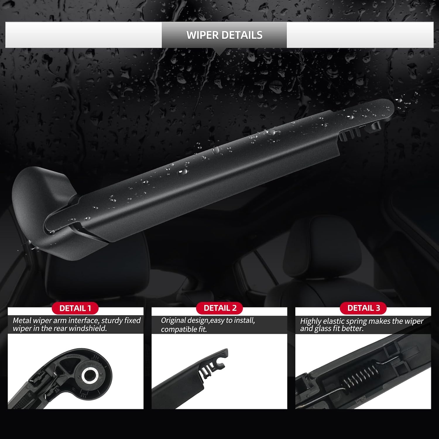 Replacement for Maserati Levante Rear Windshield Wiper Blade and Arm Assembly-Car Back window wiper Arm Blade Complete Set