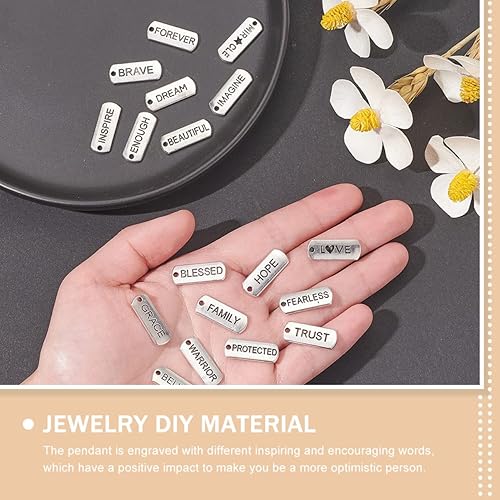 Miniatura 7 de Healifty 36 piezas de cuentas inspiradoras para hacer graduación, suministros mixtos, joyería etiqueta, brazaletes, dijes dorados de aleación con